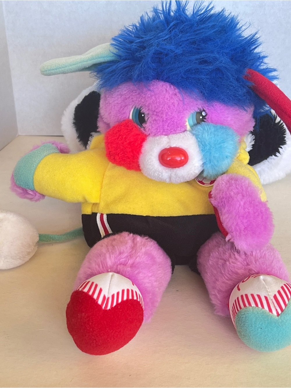 Popples Puffball Soccer Purple Blue Red Plush Stuffed Animal Vintage